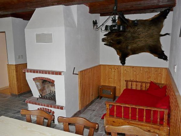 Ubytování - Šumava - Chalupa v Černé v Pošumaví - obývací pokoj - krb