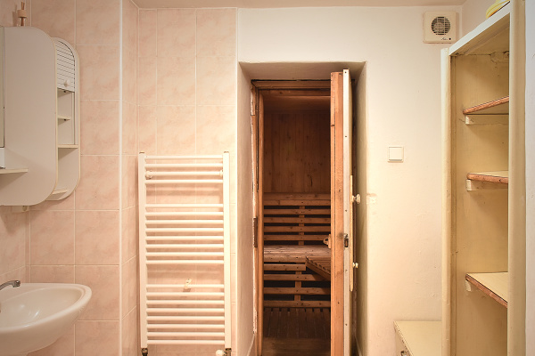 Ubytování - Jeseníky - Nové Losiny - koupelna a vstup do sauny